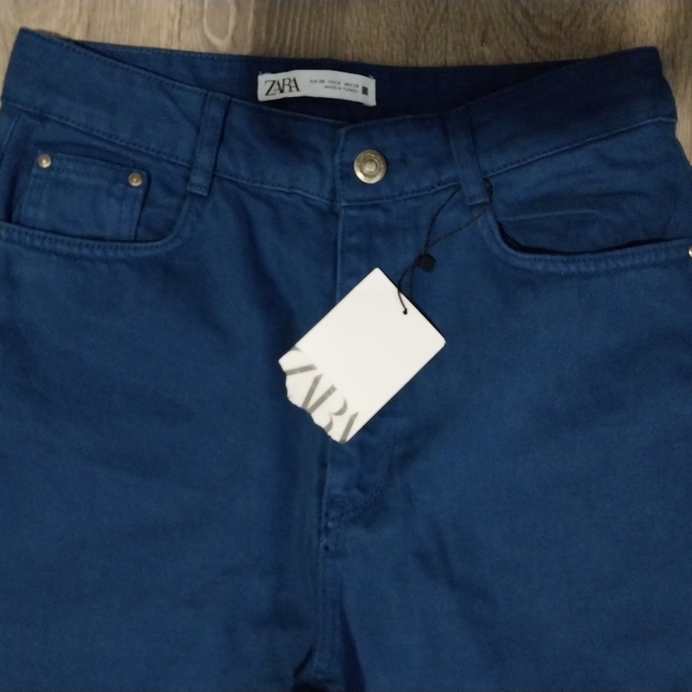 Zara Blue Denim Pants NWT Size 6